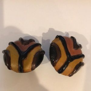 Hand Made - multi material Clip On Earrings